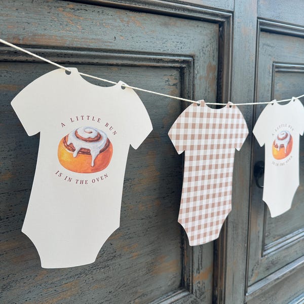 Pancarta de cartulina con mono de bollo en el horno, decoración para baby shower con brunch