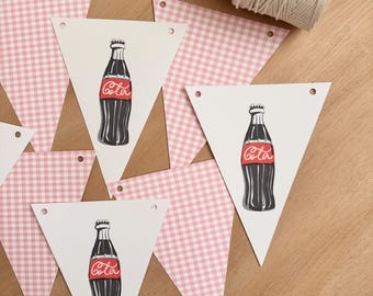 Banderín de botella de refresco a cuadros, decoración para baby shower de niña "She's Ready To Pop"