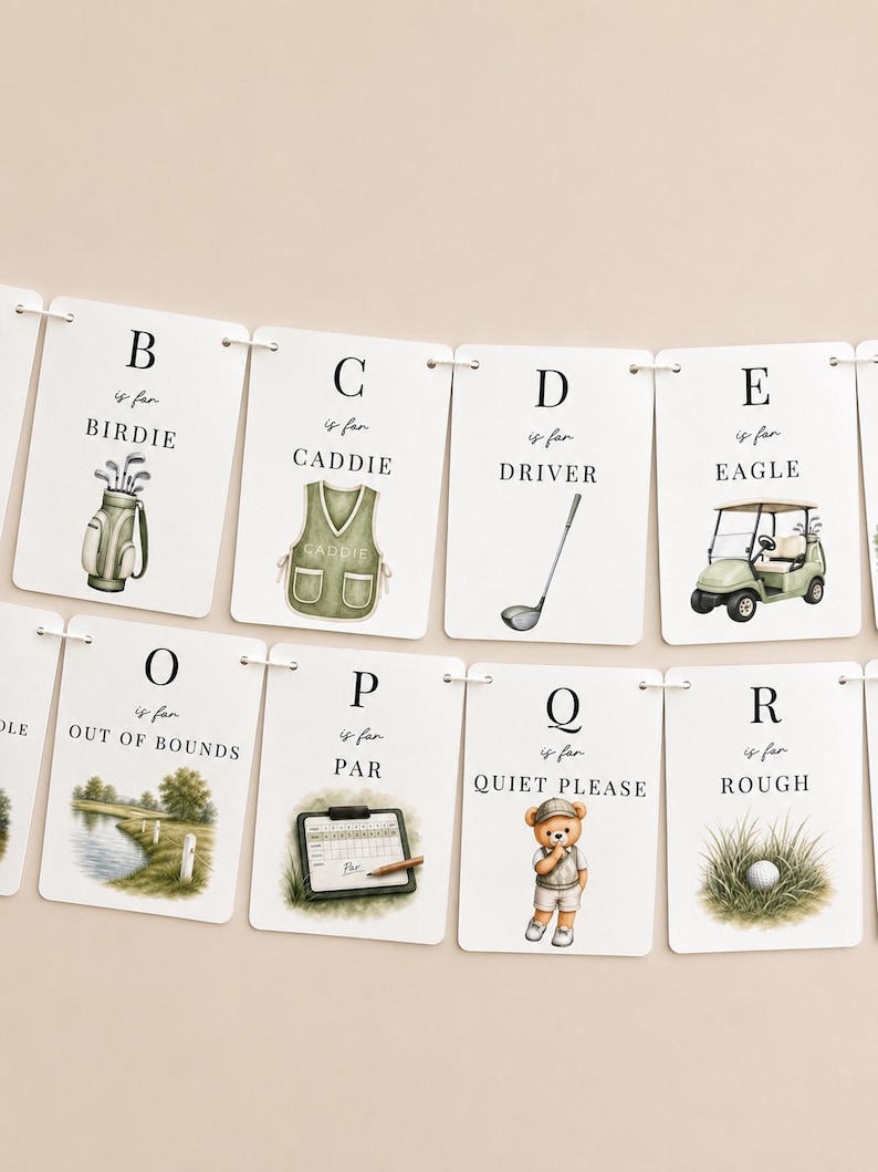 Golf Baby Shower Banner, Golf ABC Banner, Little Putter on the Way Decor, New to the Club Baby Shower, Nursery Decor image 15
