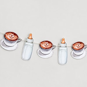 Coffee Baby Shower Garland, Baby is Brewing Decor, Cafe Bebe Banner image 1