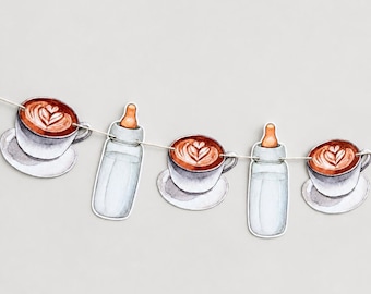 Coffee Baby Shower Garland, Baby is Brewing Decor, Cafe Bebe Banner