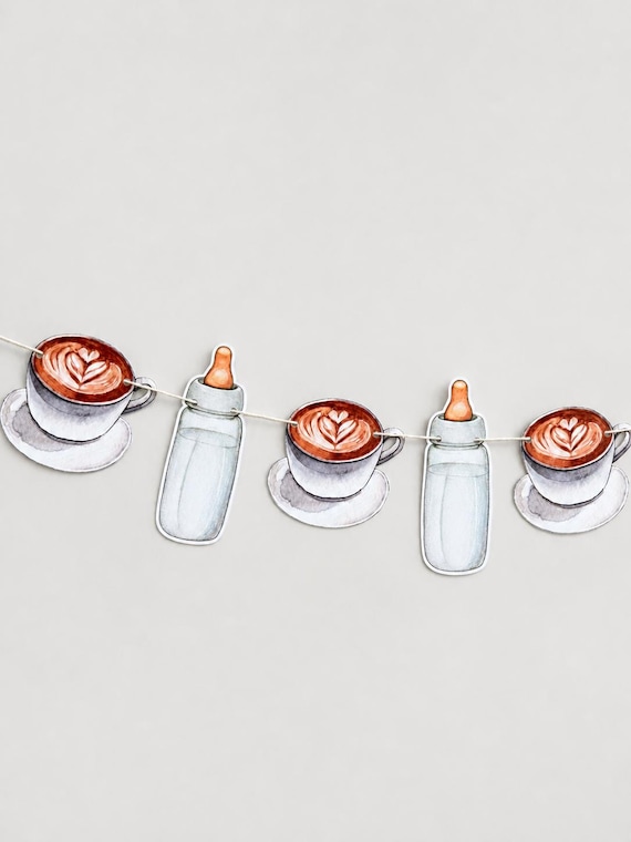Coffee Baby Shower Garland, Baby is Brewing Decor, Cafe Bebe Banner