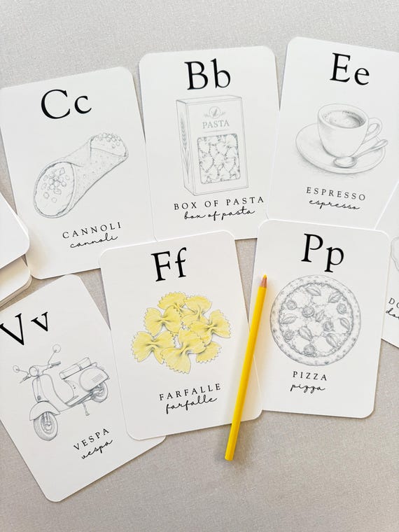Italian Baby Shower Activity Cards, ABC Coloring Cards, Ciao Baby Shower Game, Guest Message Cards, Baby's First Alphabet Book