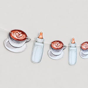 Coffee Baby Shower Garland, Baby is Brewing Decor, Cafe Bebe Banner image 2