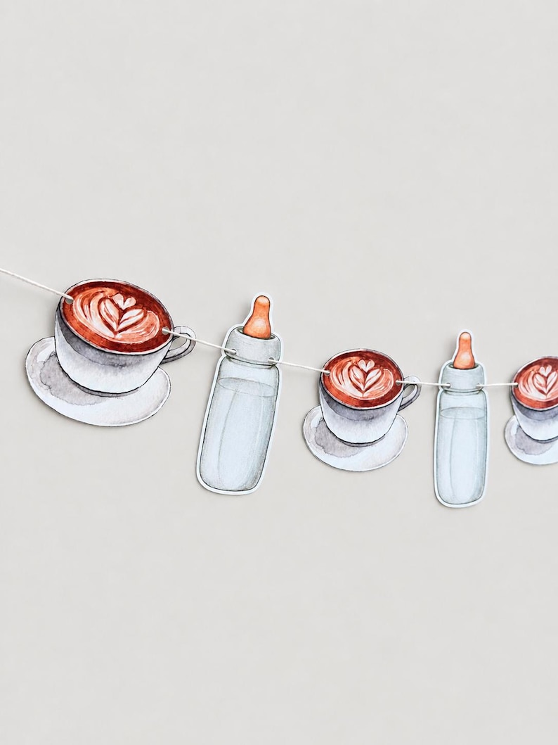 Coffee Baby Shower Garland, Baby is Brewing Decor, Cafe Bebe Banner image 2