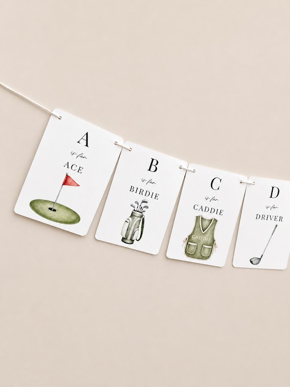 Golf Baby Shower Banner, Golf ABC Banner, Little Putter on the Way Decor, New to the Club Baby Shower, Nursery Decor