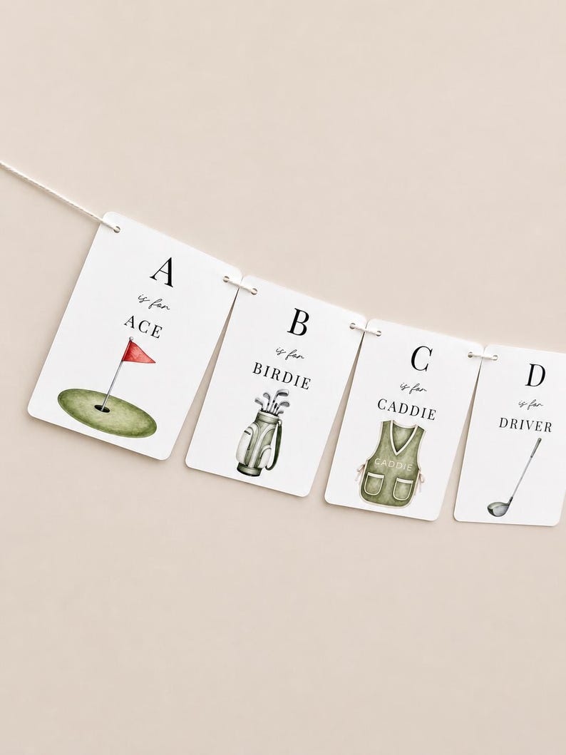 Golf Baby Shower Banner, Golf ABC Banner, Little Putter on the Way Decor, New to the Club Baby Shower, Nursery Decor image 1