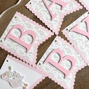 Custom Pink Gingham Goose Banner, Baby Shower or Birthday Party Decor