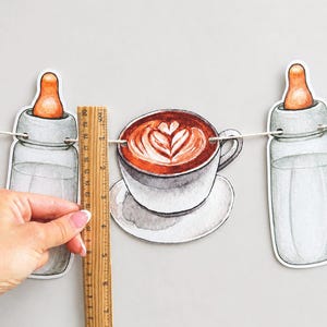 Coffee Baby Shower Garland, Baby is Brewing Decor, Cafe Bebe Banner image 5