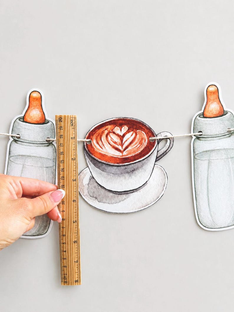 Coffee Baby Shower Garland, Baby is Brewing Decor, Cafe Bebe Banner image 5