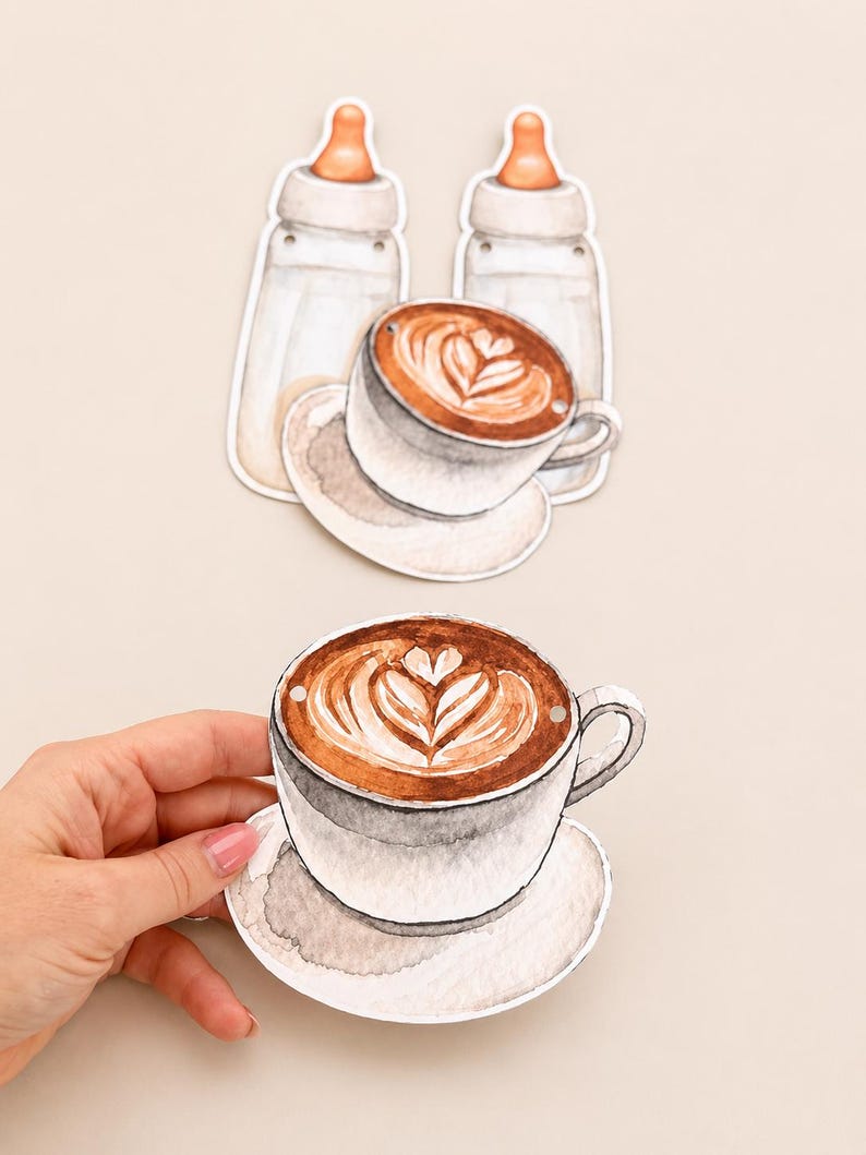 Coffee Baby Shower Garland, Baby is Brewing Decor, Cafe Bebe Banner image 4