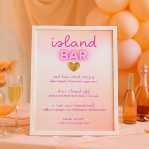 Island Bar Schild Vorlage, Villa Love Watch Party Bar Menü, Benutzerdefinierte Bar Schild Vorlage, Insel Braut Bachelorette Party, Neondekorationen