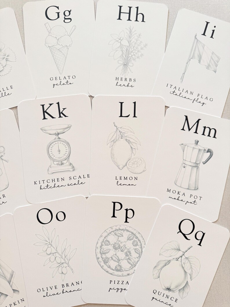 Italian Baby Shower Activity Cards, ABC Coloring Cards, Ciao Baby Shower Game, Guest Message Cards, Baby's First Alphabet Book image 10