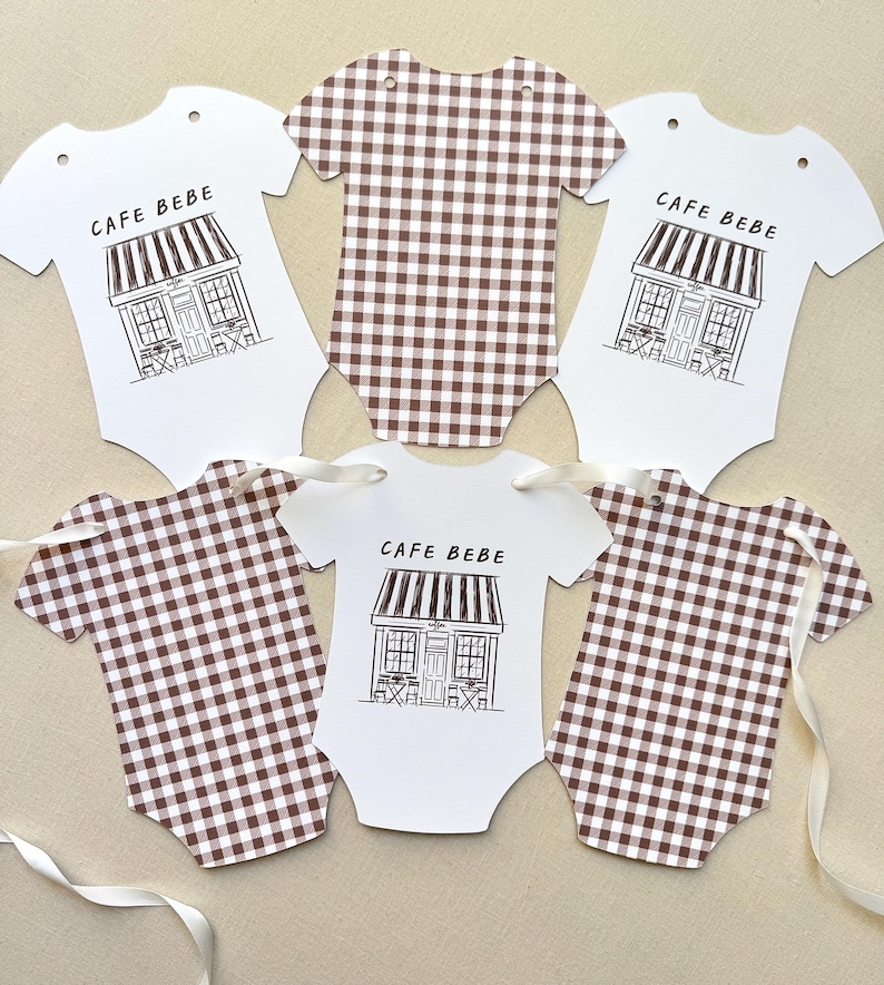 Cafe Bebe Cardstock Onesie Banner, Coffee Baby Shower Decor, Baby Is Brewing Garland image 1