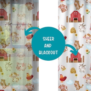 Farm Animal Nursery Curtain, Boy Nursery Curtain, Blackout And Sheercurtains Farm Themed Nursery, Farm Animal Nursery Decor, Sb-1006