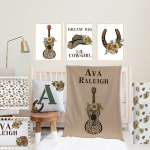 Western Crib Bedding Set, Cowgirl Nursery, Western Baby Girl Bedding, Personalized Baby Girl Blanket, Baby Shower Gift, SB-1003