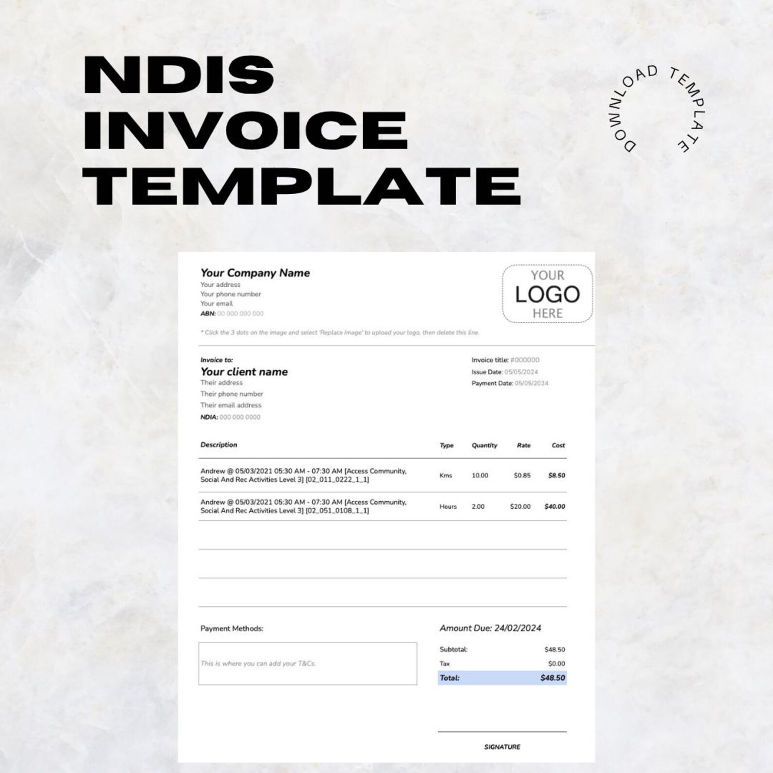NDIS Invoice Template for Disability Service Providers | Google Sheets ...