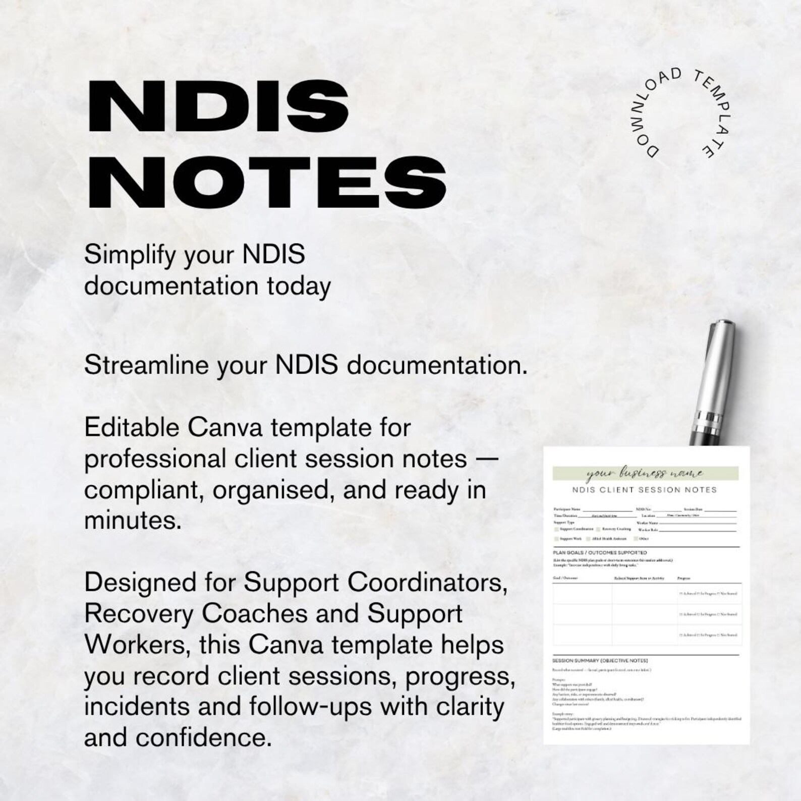 Ndis Client Numbers NDIS Support Coordination Client Notes Template | Editable PDF & Word ...