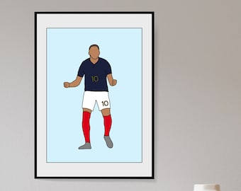 Kylian Mbappe France World Cup Wall Art - Blue