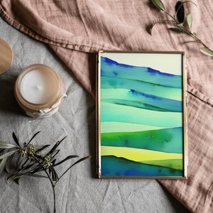 Green Hills / Simple Digital Art / Printable Art