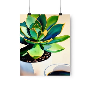 Café Succulent | Affiche verticale mate de qualité supérieure
