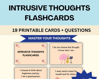 Intrusive Thoughts Coping Therapy Flashcards, Positive Psychology, Affirmations, Anxiety Coping Cards, Mindfulness Cards, OCD Exercise
