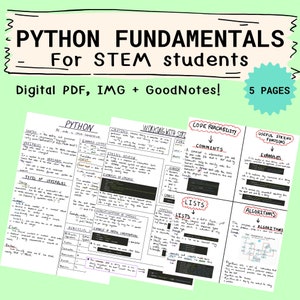 Digital Study Guide, Python, Java, Computer Science, STEM, Programming, Notes, Programmer, Coding, Printable, Education, GCSE, Goodnotes