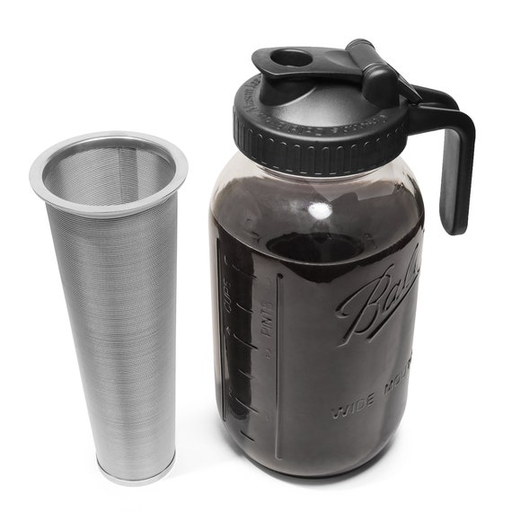 Masontops Cold Brew Makers Kit - Iced Coffee Cold Brew Coffee Maker Tea  Maker - Easy Mason Jar Pour Spout & Sip Cap Coffee Accessories Coffee Cold