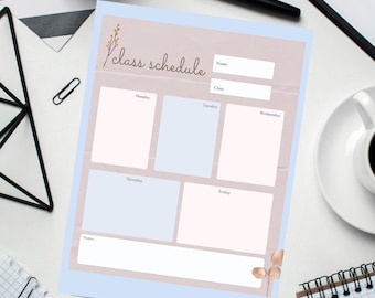 Terug naar klasrooster op de eerste schooldag, academische planner voor universiteit, studentenplanner, afdrukbaar schema voor klassenplanner