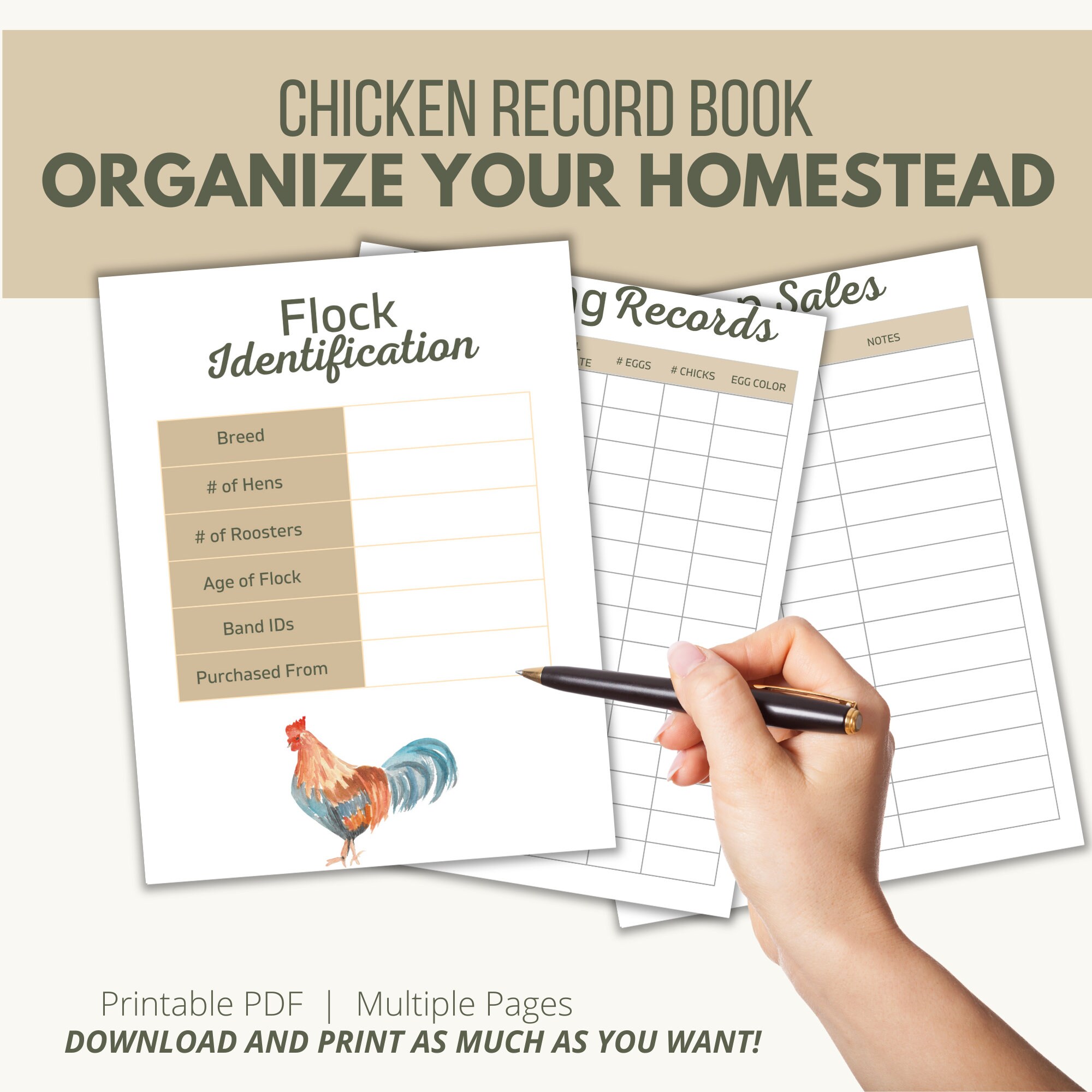 Chicken Record Keeping Log Book Homestead Chicken Record Etsy