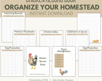 Chicken Record Keeping Log Book, Homestead Chicken Record Book, Chicken Record Keeping, Backyard Chicken Journal