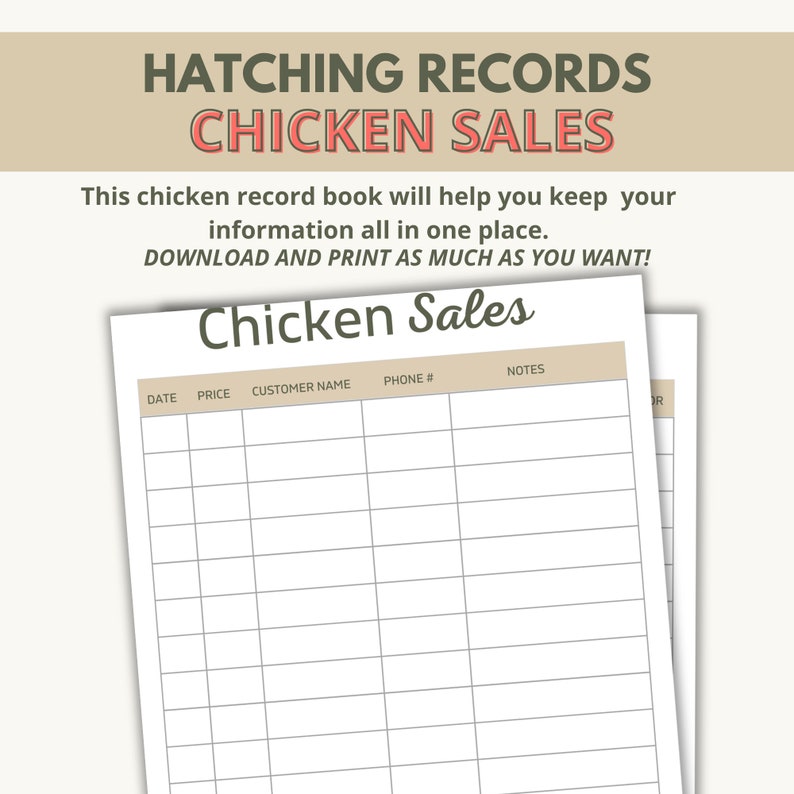 Chicken Record Keeping Log Book Homestead Chicken Record Etsy