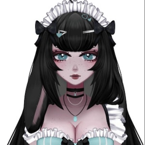 Gebrauchsfertiges Live2D Model mit 2 Outfits (Jungfrau, lässig), 13 Knebelknöpfe, Vbricketer Mund - Bunny Goth Mint