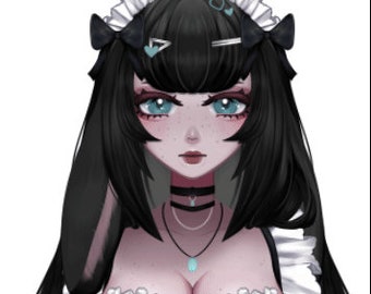 Ready to use - Live2D model with 2 outfits (maid, casual), 13 toggles, Vbridger mouth - Bunny Goth Mint