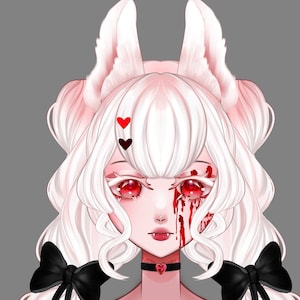 Ready to use - SIMPLE HALF BODY Live2D model with 3 Emotes - Horror Bunny