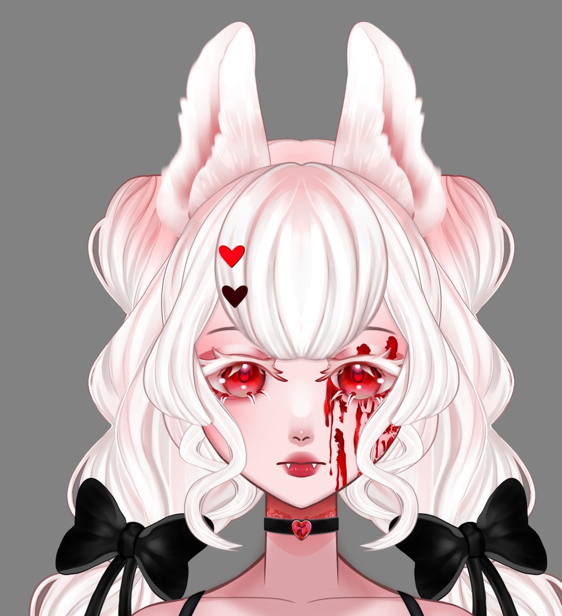 Ready to use - SIMPLE HALF BODY Live2D model with 3 Emotes - Horror Bunny