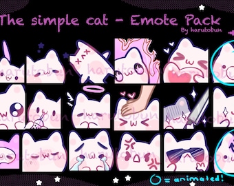 Simple Cat Emotes Pack - 112 x 112 px / 18 Emotes and 2 animated multiple ways