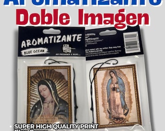 Odświeżacz powietrza Virgen de Guadalupe 3 sztuki| BlueOcean AROMAT MEJORADO | Podwójny obraz | Samochody Ciężarówki, Aromatizantes Mexicanos, Catolicos