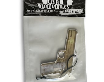3 pezzi 38 Super Air Freshener / akm con carte da poker, profumo di ghiaccio nero, pistola dorata, pistola argentata