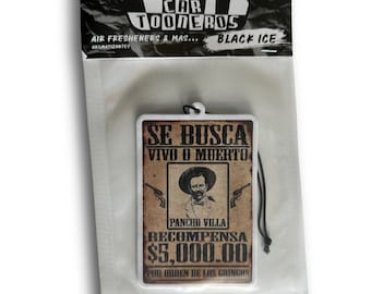 4 pcs Pancho Villa Air Freshener, black ice Scent, Mexican Air Freshener