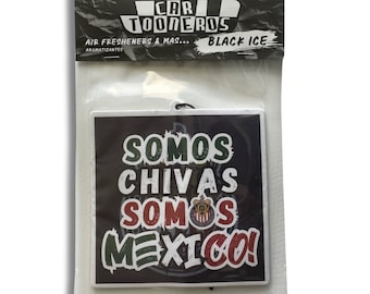 4 pcs Somos Chivas Air Freshener, black ice scent, Mexico, fútbol mexicano, somos mexico