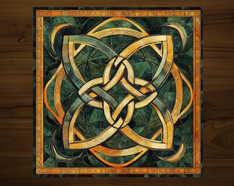Celtic Knot Art Nouveau Ceramic Tile: Handmade Project Tile