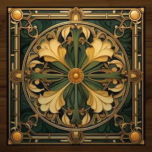 Art Nouveau Floral Tile: Handmade Glossy Ceramic Art Deco | Drink Coaster Optional