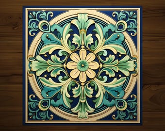 Art Nouveau Decorative Tile | Drink Coaster | Art Deco | Glossy Ceramic | Hand Made AA124