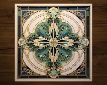 Art Nouveau Decorative Tile | Drink Coaster | Art Deco | Glossy Ceramic | Hand Made AA125