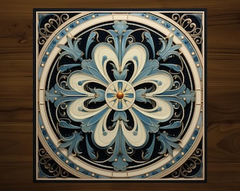 Art Nouveau Tile: Vintage Style Art Deco Decor Handmade Glossy Ceramic | Drink Coaster Optional