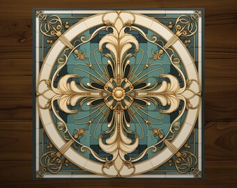 Art Nouveau Decorative Tile | Drink Coaster | Art Deco | Glossy Ceramic | Hand Made AA126