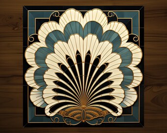 Art Nouveau Decorative Tile | Drink Coaster | Art Deco | Glossy Ceramic | Hand Made AA128