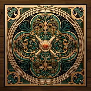 Art Nouveau Tile: Art Deco Vintage Decor Glossy Ceramic | Drink Coaster Optional