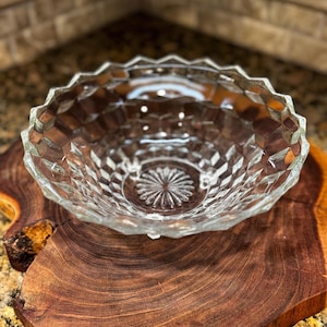 Vintage Fostoria American Clear Glass 3-Toed Serving Bowl